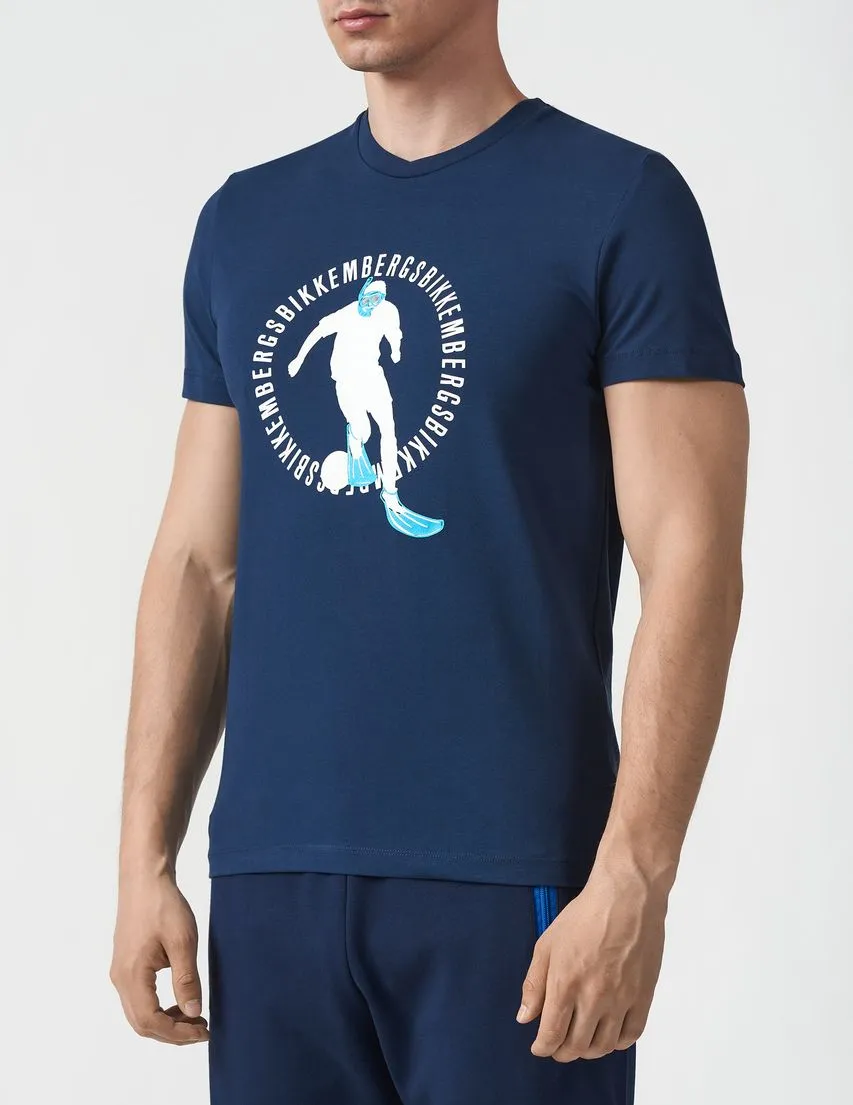Bikkembergs Men's Sleek Blue Short-Sleeved Cotton Tee