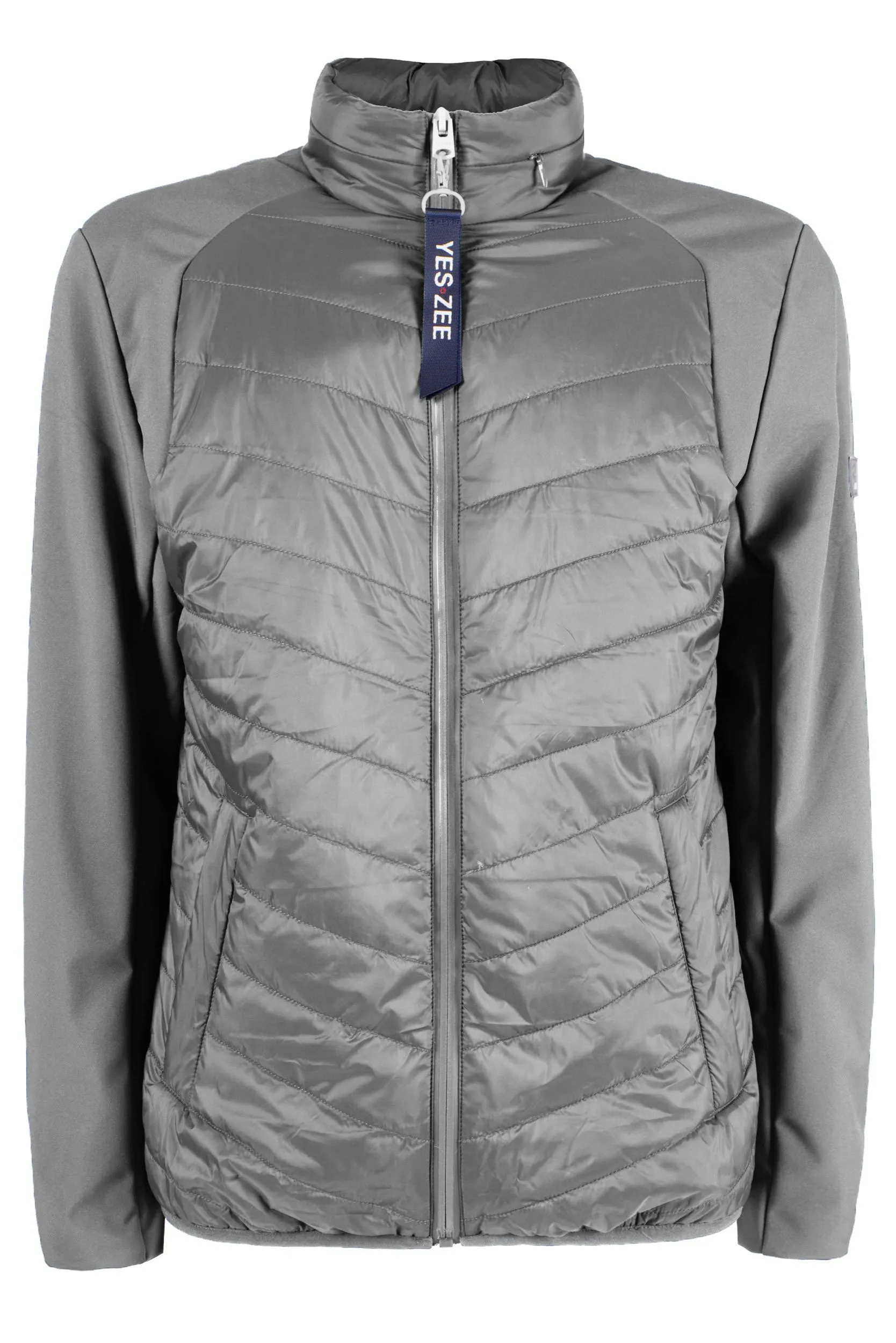 Yes Zee Men's Sleek Gray Wind Jacket with Logo Embellishment