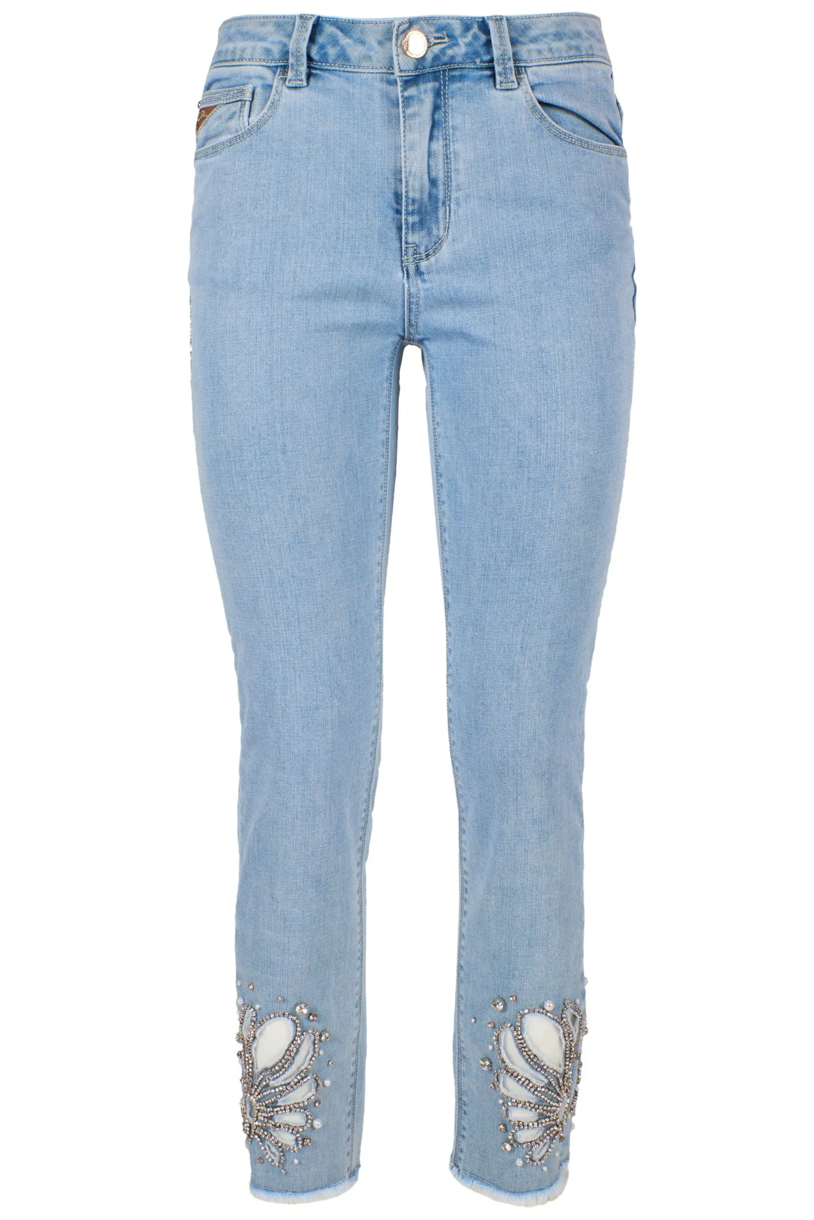 Yes Zee Women's Chic Light Blue Denim with Shimmer Detail
