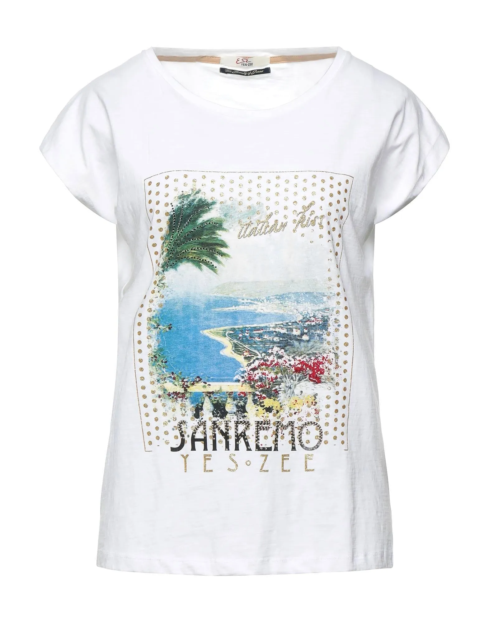 Yes Zee Women's Chic White Cotton Tee with Designer Touch