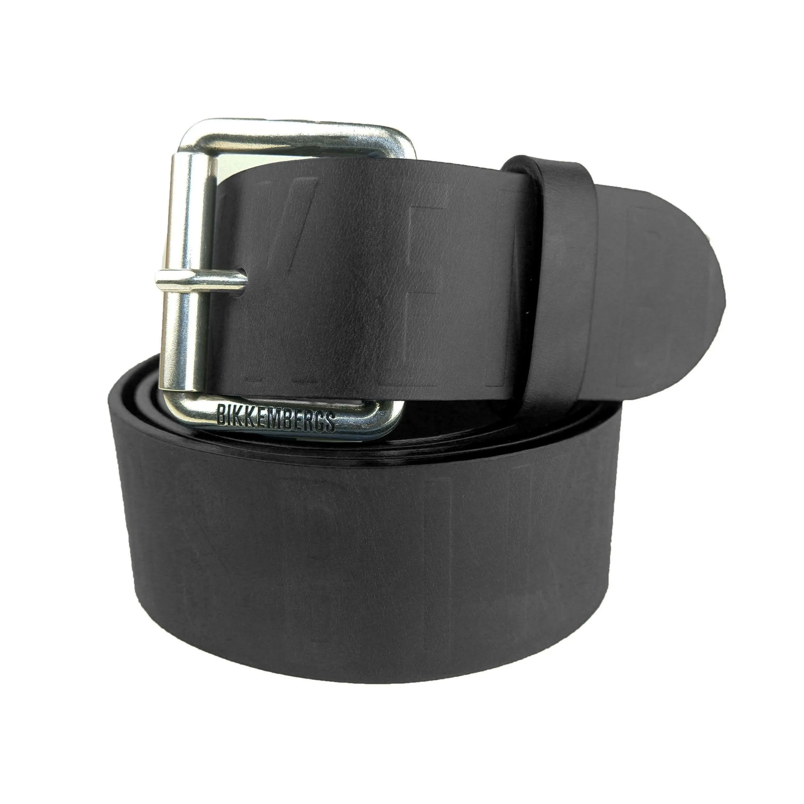 Bikkembergs Men's Elegant Black Leather Belt with Signature Logo