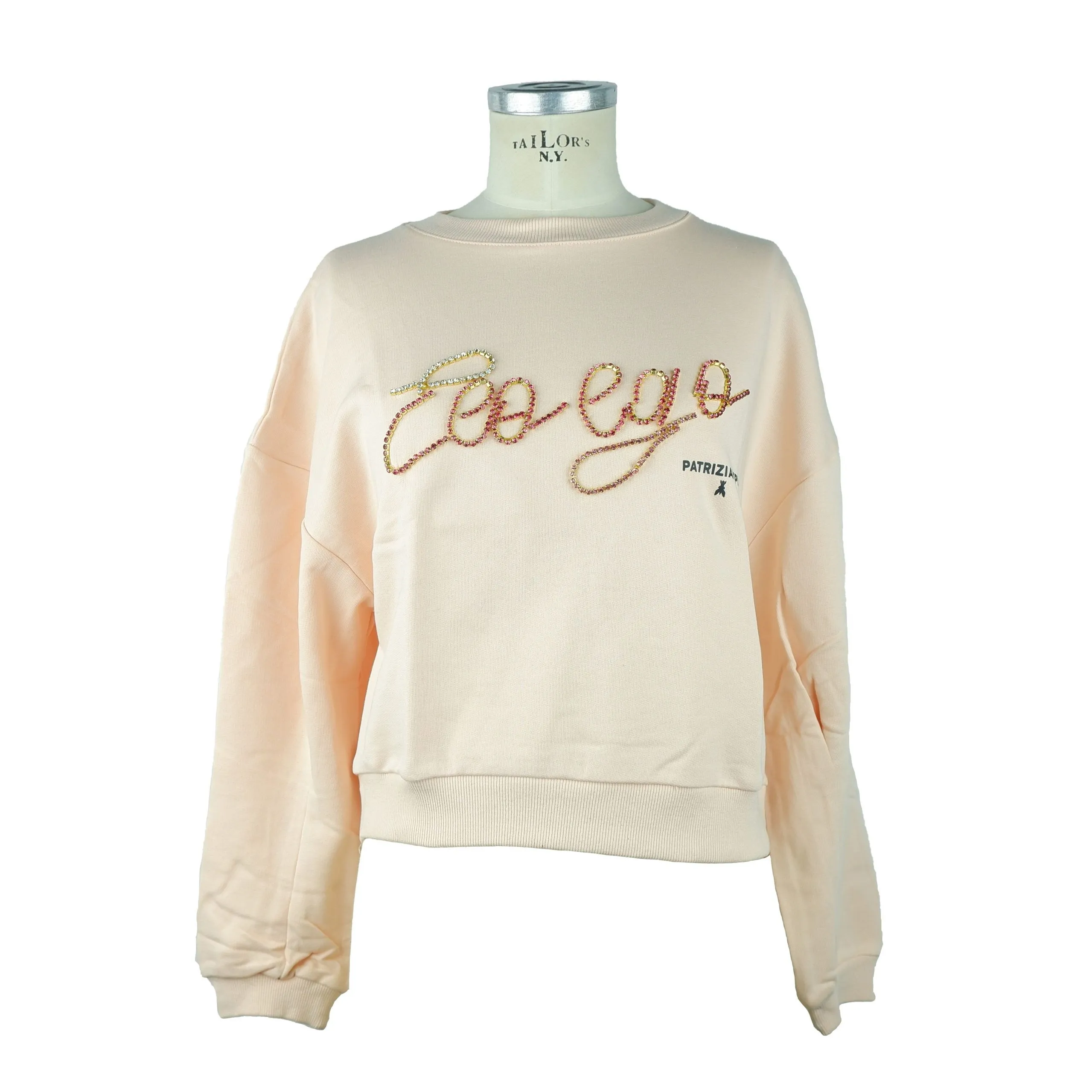 Patrizia Pepe Women's Elegant Crewneck Sweatshirt with Rhinestone Accents