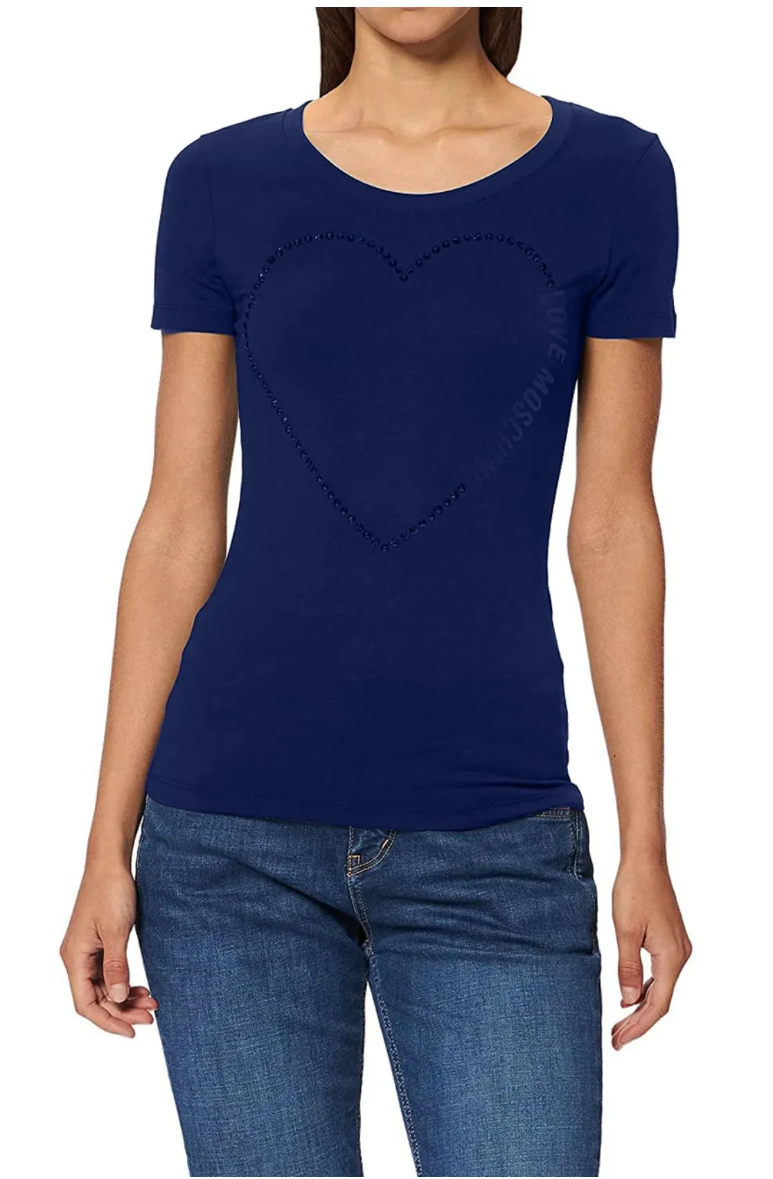Love Moschino Women's Chic Blue Designer Tee with Brand Emblem
