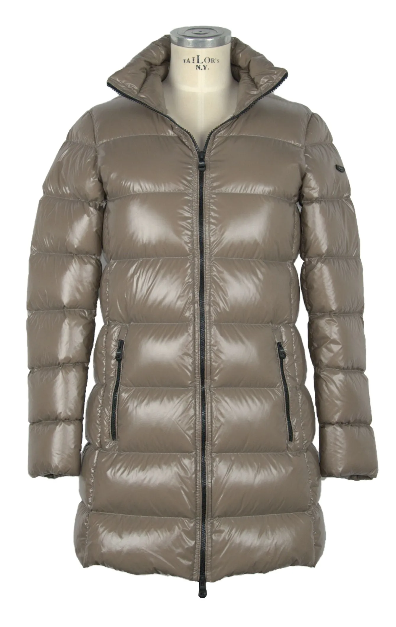 Refrigiwear Women's Chic Long Down Jacket in Super-Shiny Nylon